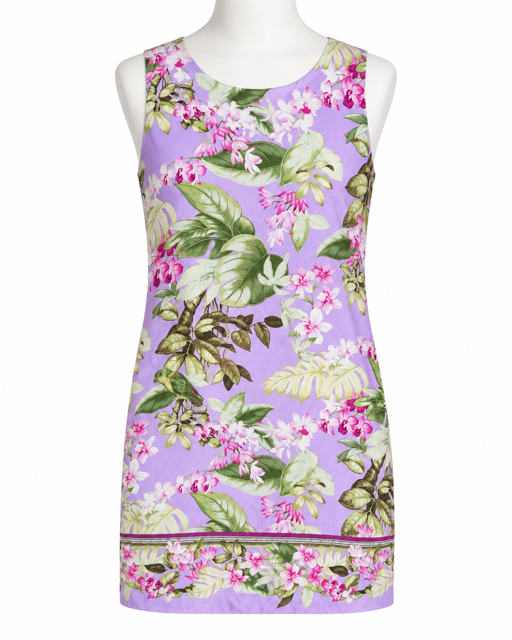 Tommy Bahama Women's Purple Silk Shift Dress Tropical Orchid Palm Size Medium